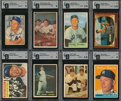 1950s Topps and Bowman Mickey Mantle Graded Collection (13 Different)